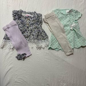 6-9 Month Baby Girl Outfit Bundle Polka Dots Floral Girly